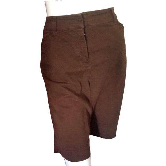 Jones New York Sport High Waisted Bermuda Shorts Sz 14 Petite Womens Brown with - Picture 5 of 8